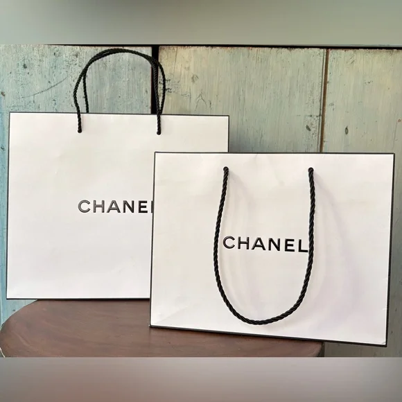 Two sizes CHANEL tote type shopping bags: 11-1/2” x 9-3/4” x 5,” & 10” x 8” x 3” - Picture 3 of 5